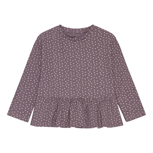 Birkholm Peplum Rib Bluse Måne Lilla & Prikker
