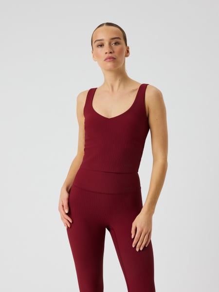 Björn Borg Studio Ribbed V-neck Top Rød, XXL
