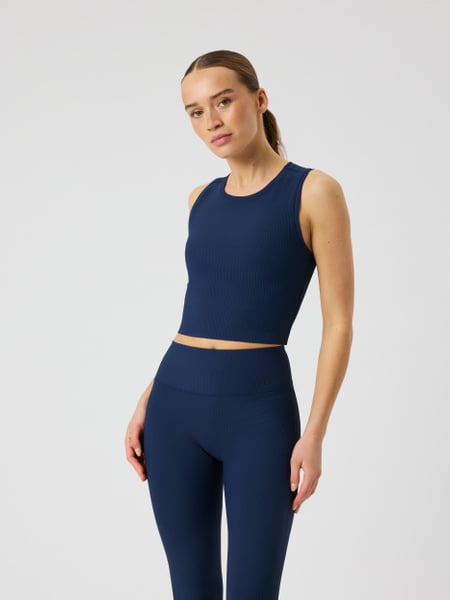 Björn Borg Studio Ribbed Cropped Tank Top Marineblå, XXL