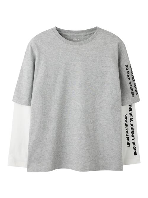 Name It T-shirt Med Lange Ærmer Grey Melange  Grey Melange  116 cm  Grå  116 cm  Drenge