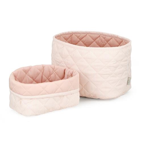 Cam Cam Quilted Storage Basket, Set of Two  Classic Stripes Rose Classic Stripes Rose One Size  Lyserød  One Size  Piger