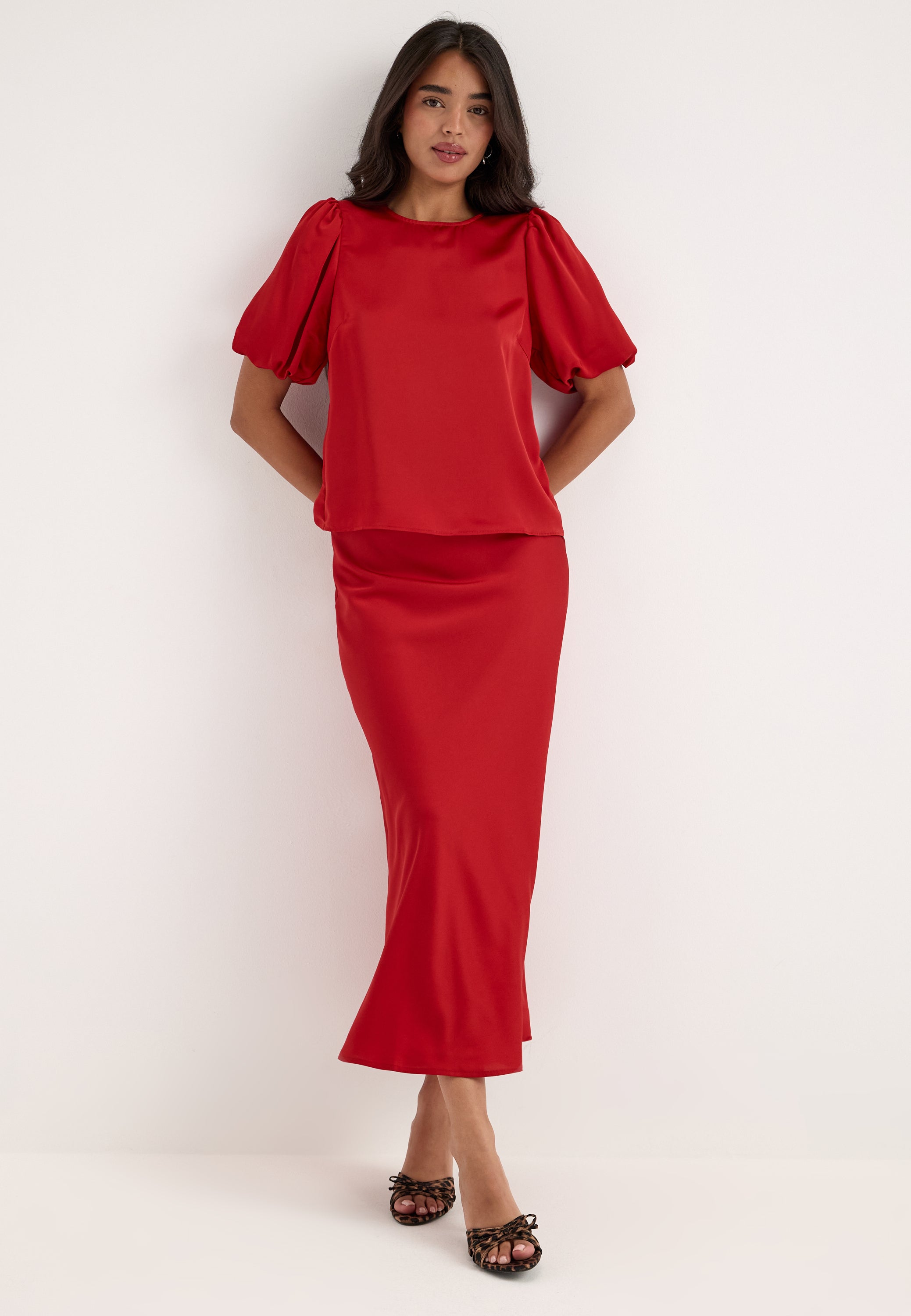 VILA Viellette Hw Midi Skirt