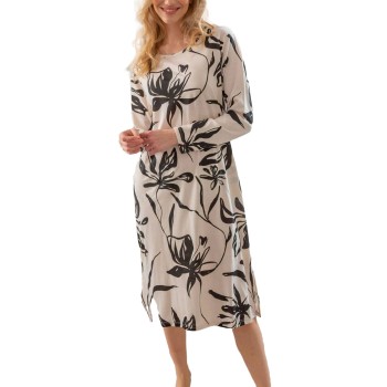 Trofé Trofe Graphic Log Sleeved Nightdress Hvid/Sort Medium Dame