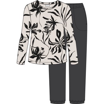 Trofé Trofe Graphic Pyjama Set Hvid/Sort Large Dame