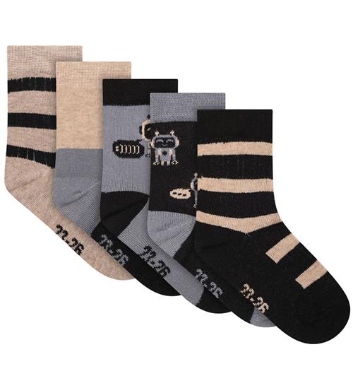 Minymo Strømper - 5-pak - Blau Gray m. Mønster