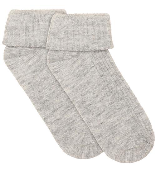 Minymo Strømper - Rib - Viskose/Uld - 2-pak - Light Grey Melange