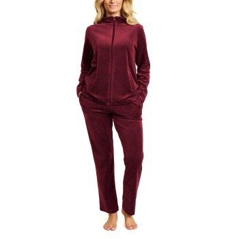 Damella Velour Plain Suit Vinrød  Small Dame