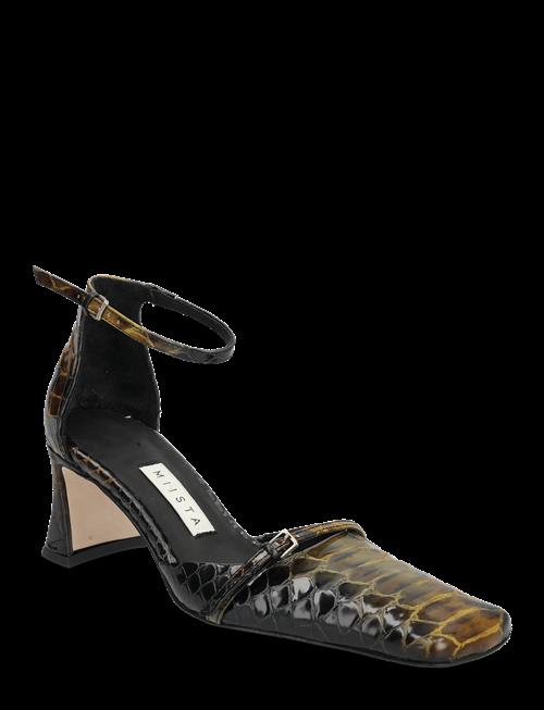 MIISTA | Agna Khaki Snake Mini Buckled Mary Jane Court Shoes | 40