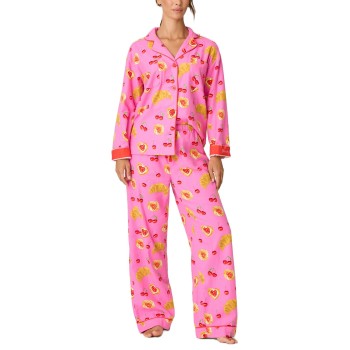 PJ Salvage Flannel Pyjama Rosa/Rød bomuld Medium Dame