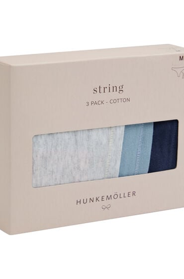 Se Hunkemöller Multipakning af Bomuldsstringtrusser Blå hos Hunkemøller