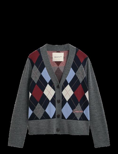 Gant | Argyle V-Neck Cardigan | XS