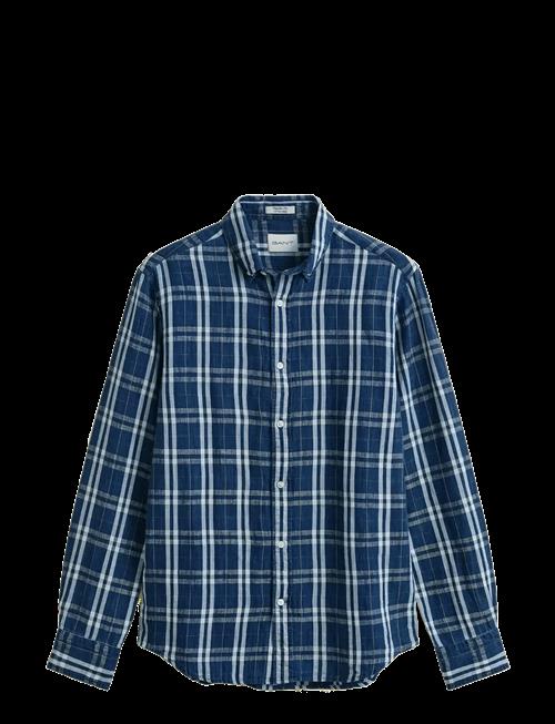 Gant | Reg Cotton Linen Indigo Chk Shirt | L