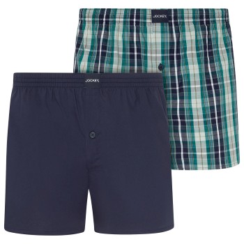 Jockey 2P Woven Boxer Shorts Navy bomuld Medium Herre