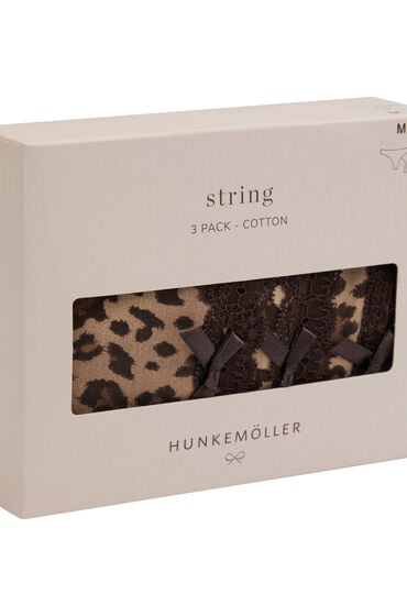 Se Hunkemöller Multipakning af Bomuldsstringtrusser Brun hos Hunkemøller