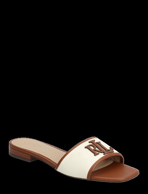 Lauren Ralph Lauren | Everley Leather-Trim Canvas Slide Sandal | 41