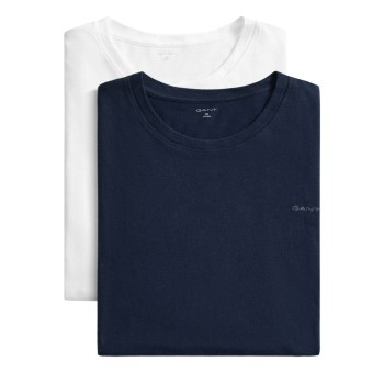 Gant 2P Basic Crew Neck T-Shirt Hvid/Marine bomuld Large Herre