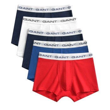 Gant 5P Basic Trunks Rød/Blå bomuld Large Herre