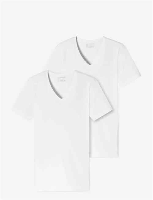 Schiesser | Short-Sleeve Shirts, 2-Pack, Deep V-Neck, White – 95/5 | L