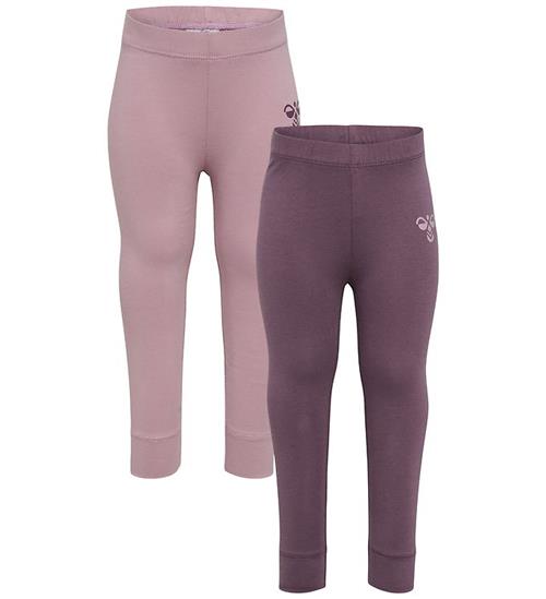 Hummel Leggings - 2-pak - HmlMini - Black Plum/Sea Fog