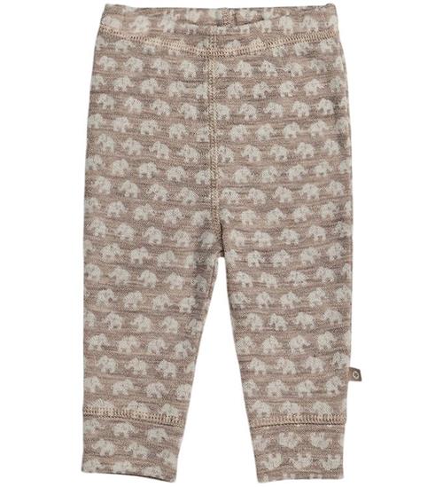 SmallStuff Leggings - Uld - Light Nature m. Elefanter