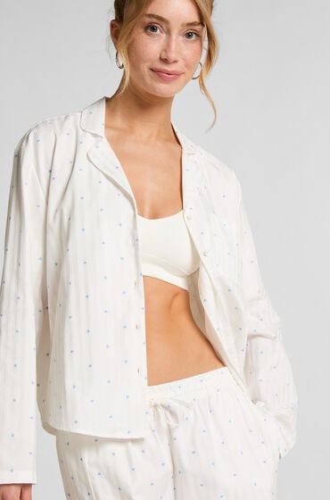 Hunkemöller Jacquard Pyjamatop Langærmet Blå