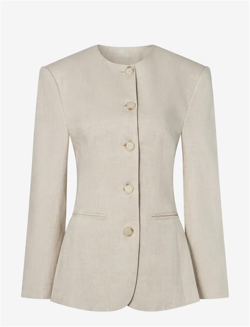 Malina | Carol Fitted Round Neck Linen Blazer | 38