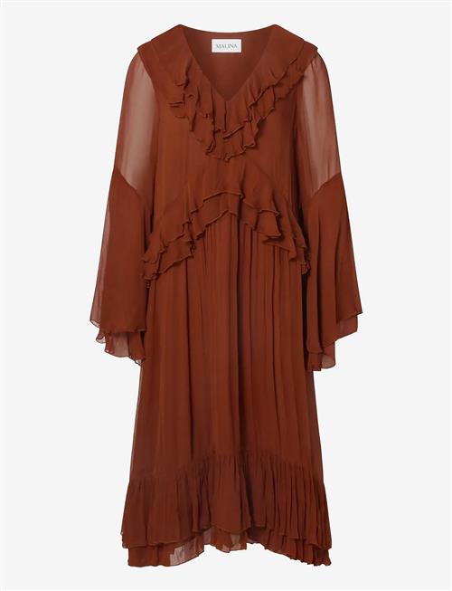 Malina | Wilhelmina Ruffled Chiffon Midi Dress | 44