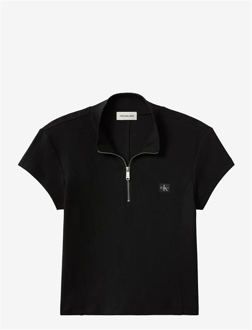 Calvin Klein Jeans | Ss Woven Label 2X2 Baby Rib Zip | XS