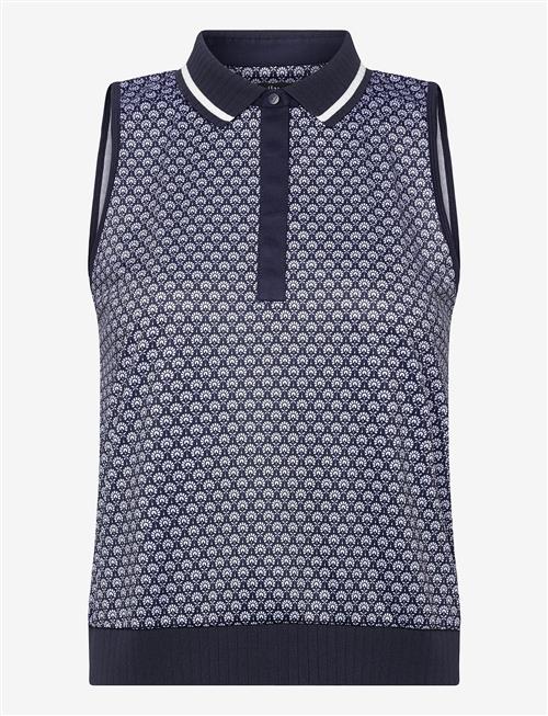 Callaway | Sleeveless Geo Print Rib Collar Polo | S