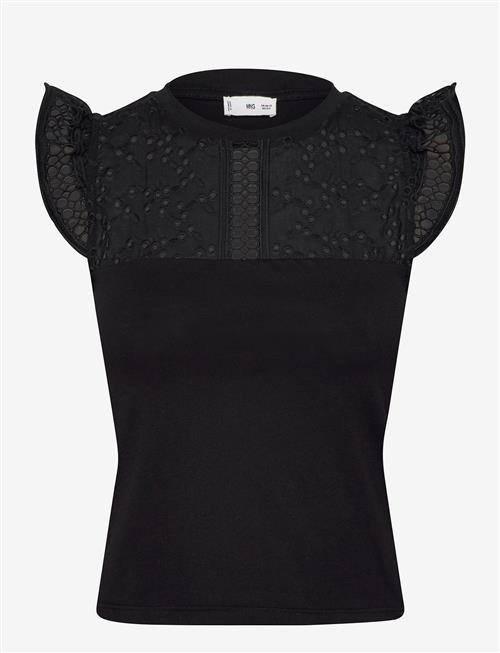 Mango | Openwork Neckline Cotton Top | XS