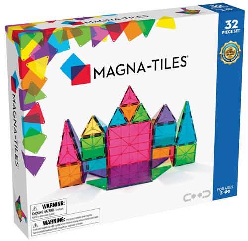 Magna-Tiles MAGNA-TILES Clear Colours 32 stk One Size  Hvid  One Size 3+ Years unisex