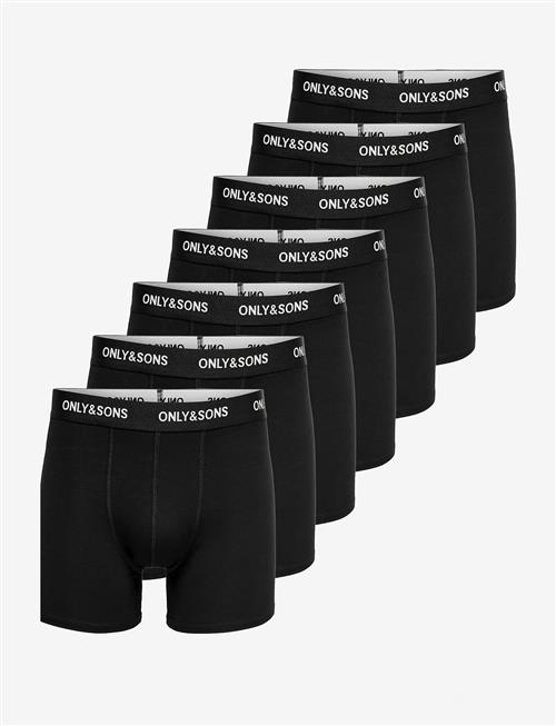 ONLY & SONS | Onsfitz Solid Black Boxer 7-Pack Noos | L