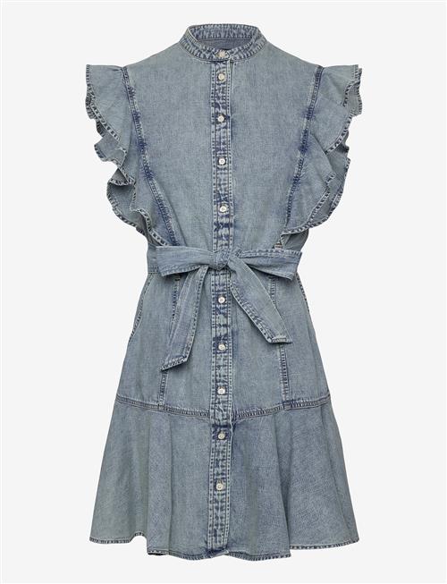 Lauren Ralph Lauren | Belted Denim Flutter-Sleeve Shirtdress | 44