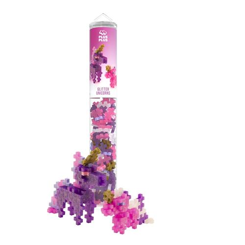 Plus-Plus 100 Stk. Bygge Set -rør Glitter Unicorns  Glitter Unicorns One Size  Lyserød  One Size 7+ Years unisex