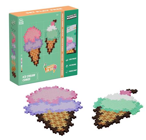 Plus-Plus 250-briks Puslespil Efter Tal Ice Cream Cones  Ice Cream Cones One Size  Grøn  One Size 5 Years + unisex