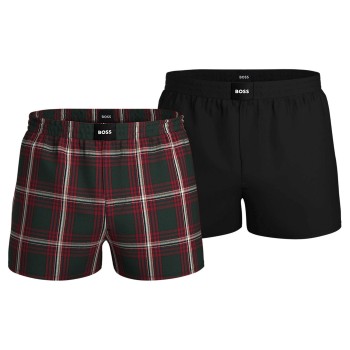 BOSS 2P Cotton Pyjama Shorts Sort/Ternet bomuld Large Herre