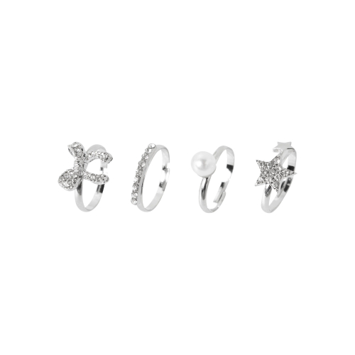 NAME IT 4-Pak Ringe Acc-kida Silver