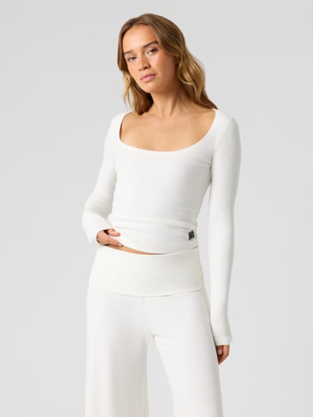 Björn Borg Studio Rib Long Sleeve Hvid, M