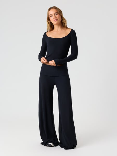 Björn Borg Studio Rib Folded Wide Pants Sort, XS