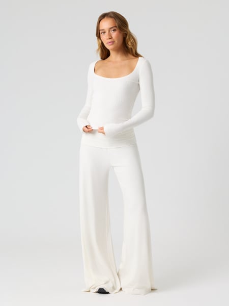 Björn Borg Studio Rib Folded Wide Pants Hvid, M