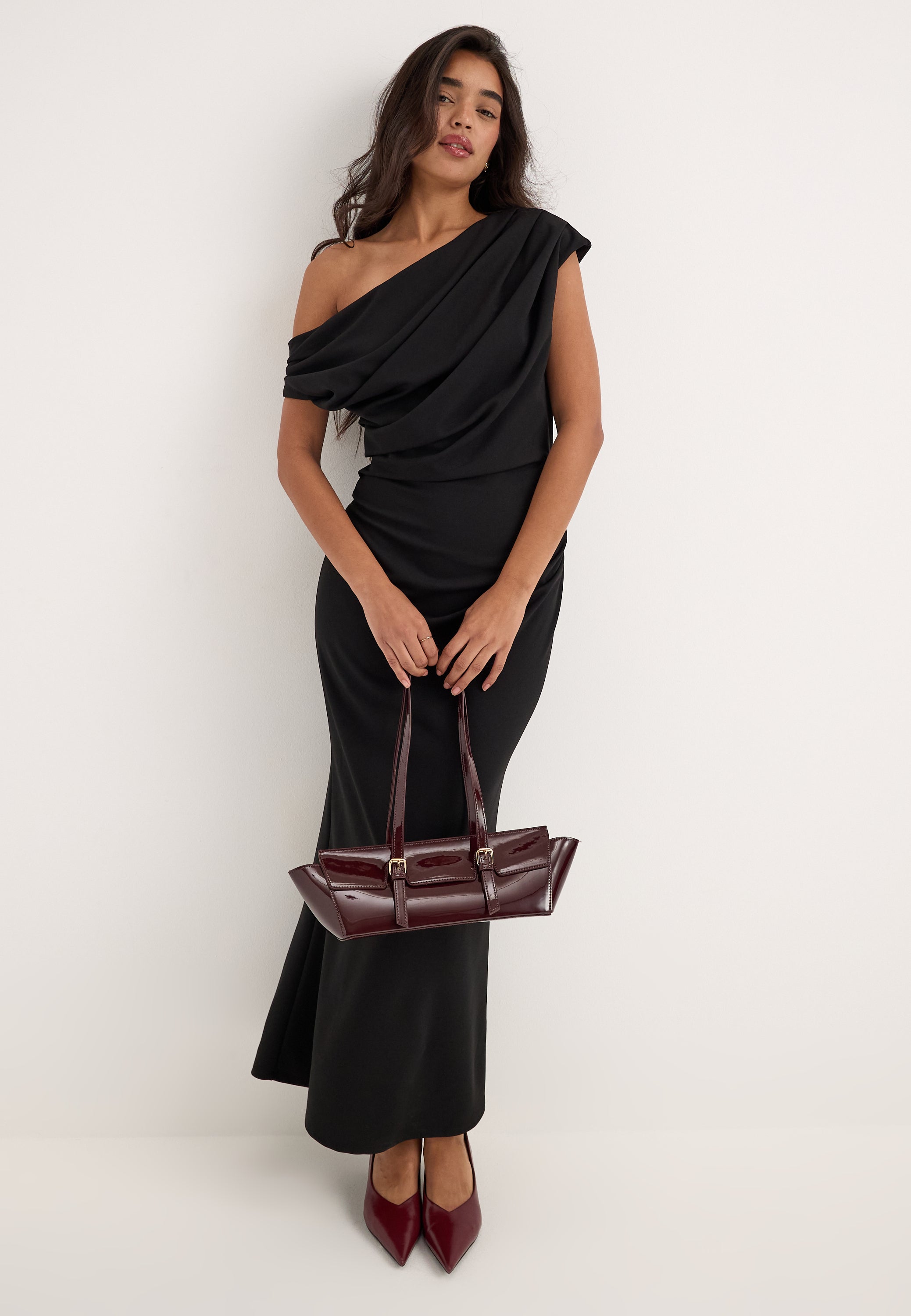 BUBBLEROOM OCCASION Asymmetric Draped Midi Dress