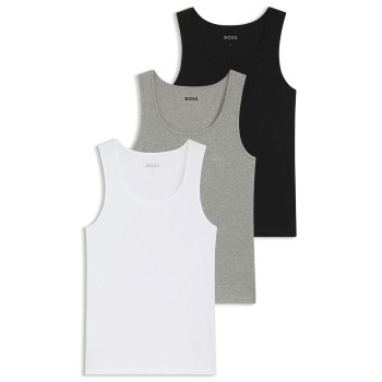 BOSS 3P Tank Top RibClassic D1 Sort/Grå bomuld Medium Herre