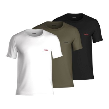 HUGO 3P Triplet T-Shirt D1 Sort/Grøn bomuld Medium Herre