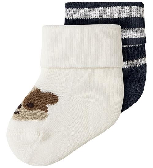 Name It Strømper - 2-pak - NbmRogggis - Frotte - Birch/Navy Blaz