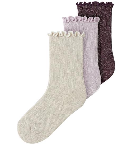 Name It strømper - 3-pak - NmfRosie - Catawba Grape/Lavender Fog